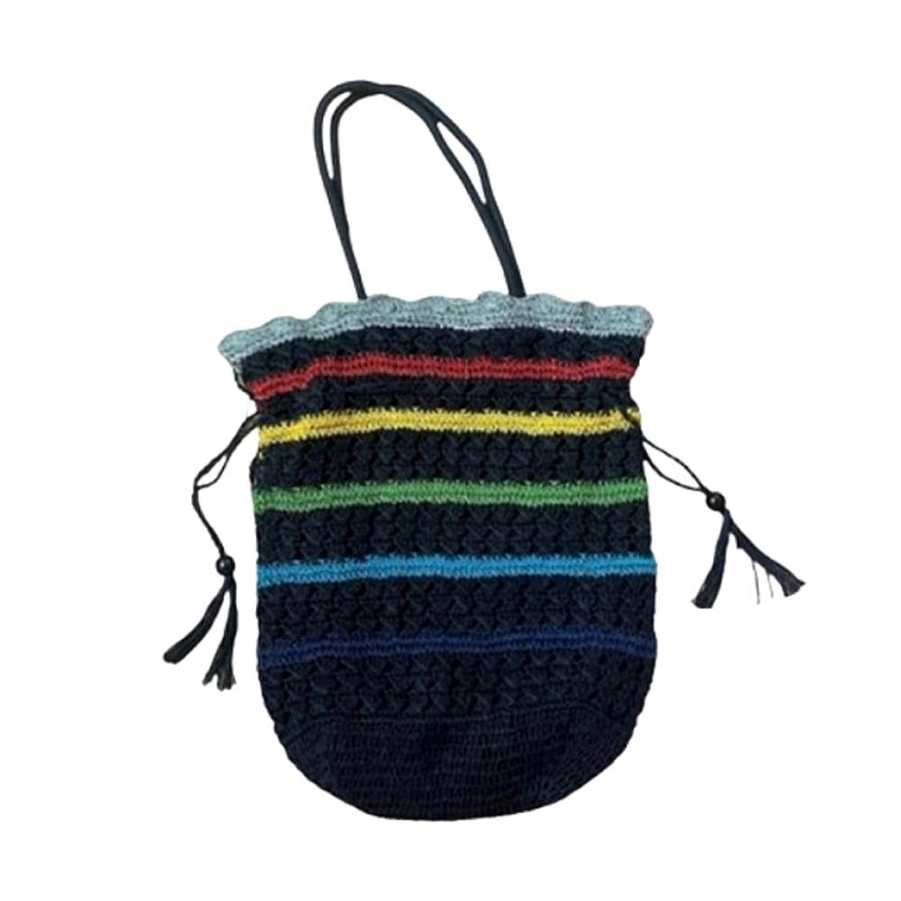 Sun N Sand Large Sized Oversized Striped Crochet Tote Bag Beach Bag Purse